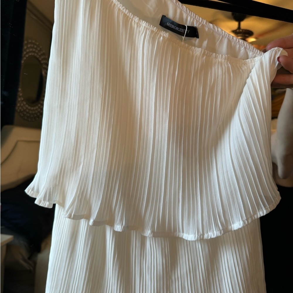 One shoulder tiered layered chiffon party dress size small - Picture 3 of 6